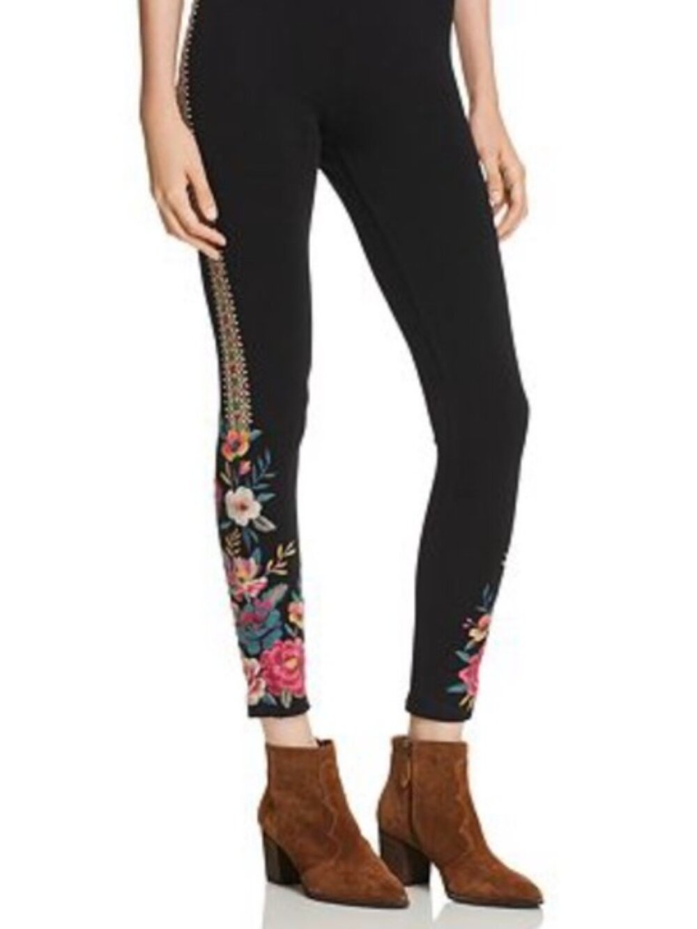 Johnny Was Black Katina Embroidered Leggings Women's XS